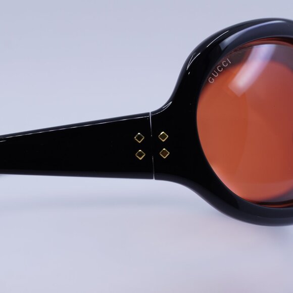 Gucci GG1381S 001 Sunglasses Shiny Black Cat Eye Frame, Red Lenses - Picture 6 of 11